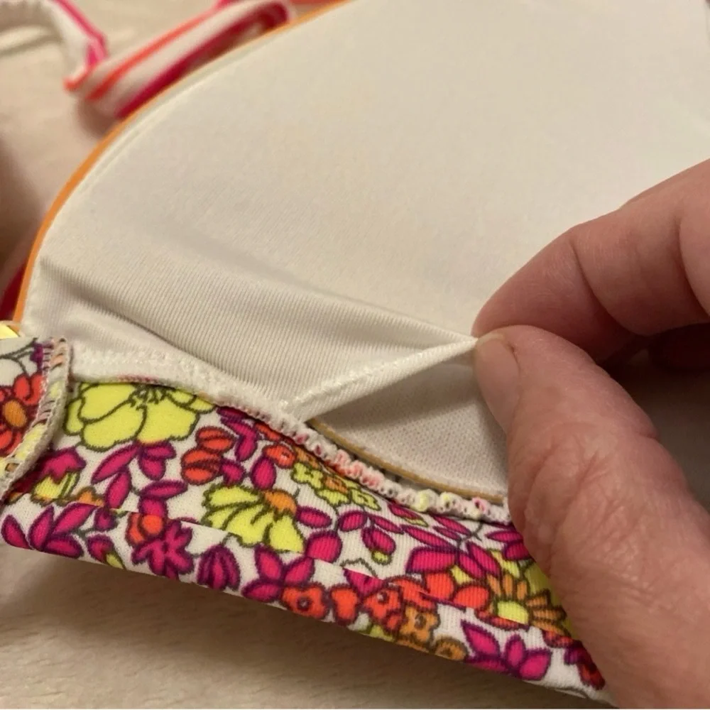 Victoria's Secret Multicolor Neon Floral and Striped Bikini